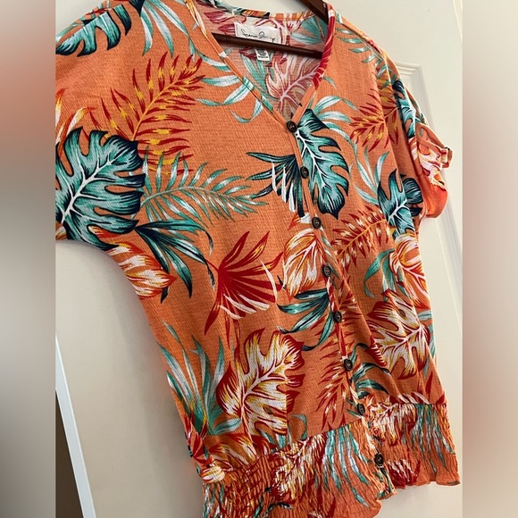 French Laundry Tropical Short Sleeve Summer Blouse Women’s Size Medium - Picture 5 of 14